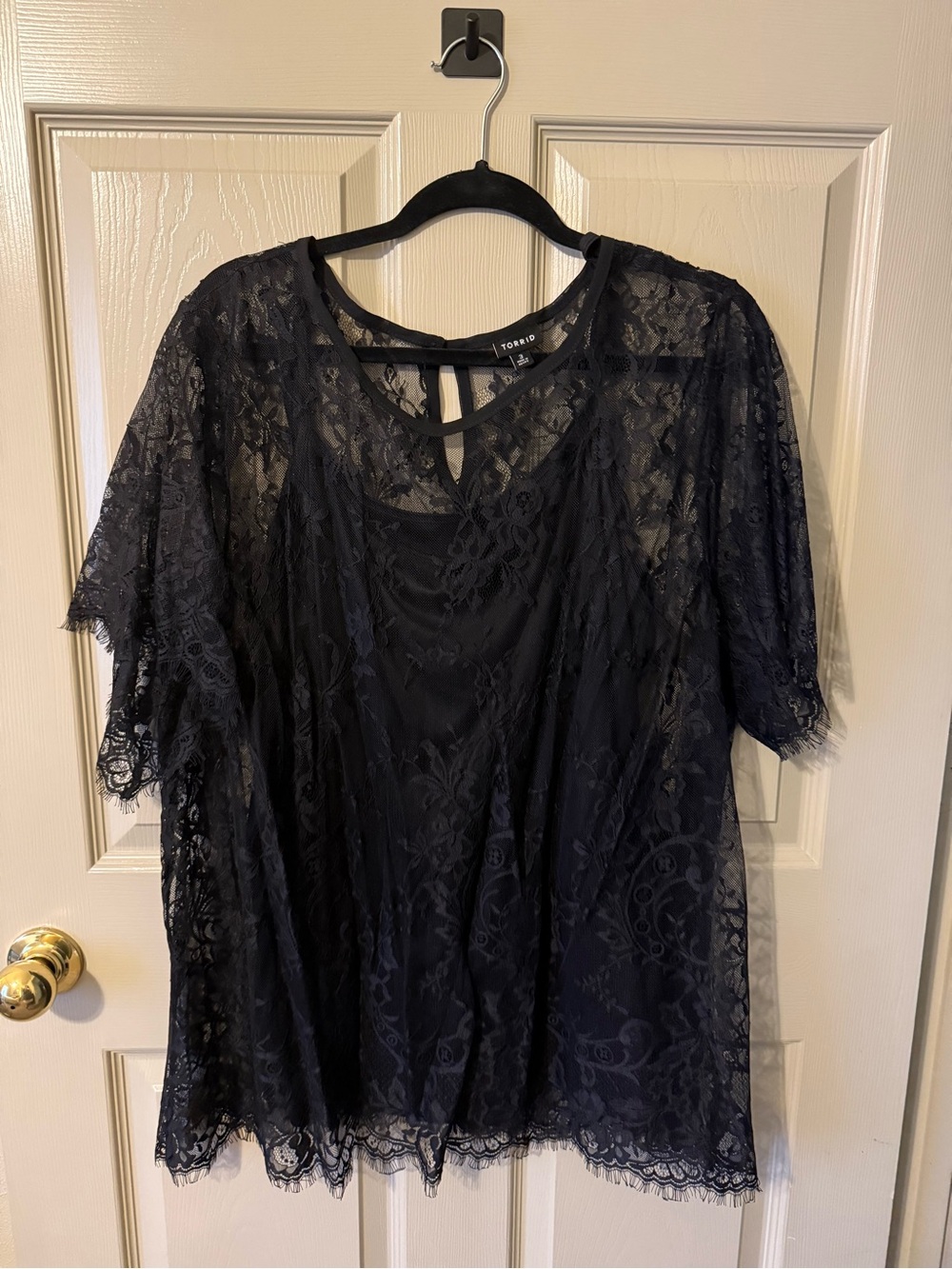 torrid Black Lace Short Sleeve Overlay Top